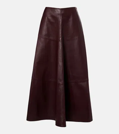 Altuzarra Varda Paneled Leather Midi Skirt In Burgundy