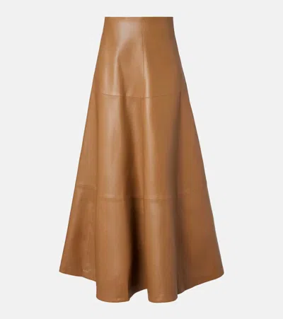 Altuzarra Varda Leather Maxi Skirt In Sand