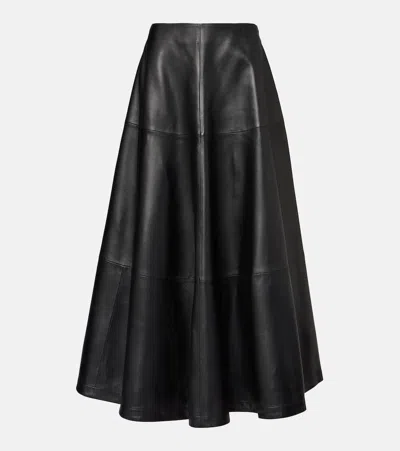 Altuzarra Varda Leather Midi Skirt In Black