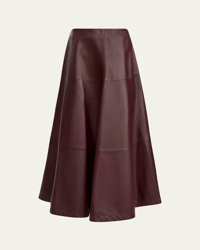 Altuzarra Varda Leather Midi Skirt In Burgundy