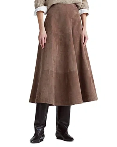 Altuzarra Varda Leather Midi Skirt In Chamois
