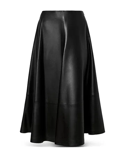 Altuzarra Varda A-line Leather Midi Skirt In Black Leather