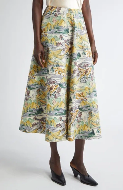 Altuzarra Varda Print A-line Skirt In Ivory Mythical Allover