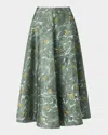 Altuzarra Varda Printed Silk Midi Skirt In Monstera Marbled Flo