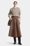 Altuzarra Varda Leather Midi Skirt In Chamois