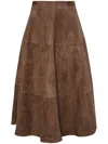 Altuzarra Varda Leather Midi Skirt In Brown