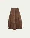 Altuzarra Varda Leather Midi Skirt In Chamois