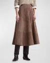 Altuzarra Varda Leather Midi Skirt In Chamois