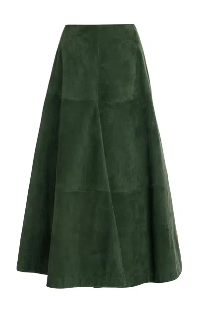 Altuzarra Varda Suede Midi Skirt In Green