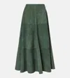 Altuzarra Varda Suede Midi Skirt In Green