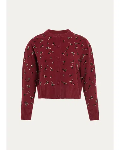 Altuzarra Vaughn Beaded Wool Crewneck Sweater In Burgundy