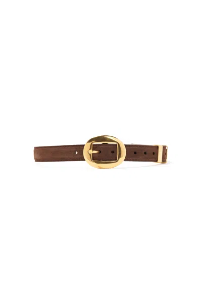 Altuzarra 'vintage' Brass Buckle Belt In Chocolate