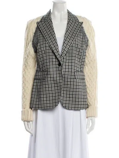 Pre-owned Altuzarra Virgin Wool Plaid Print Blazer In Black