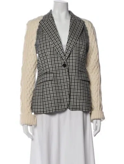 Pre-owned Altuzarra Virgin Wool Plaid Print Blazer In Black