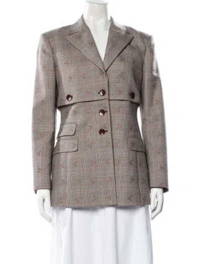 Pre-owned Altuzarra Virgin Wool Plaid Print Blazer In Gray