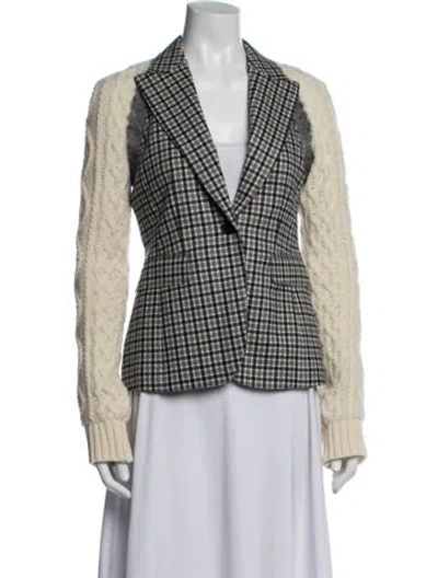 Pre-owned Altuzarra Virgin Wool Plaid Print Blazer In Neutrals