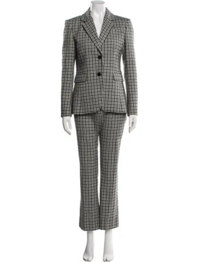 Pre-owned Altuzarra Virgin Wool Plaid Print Pantsuit In Gray