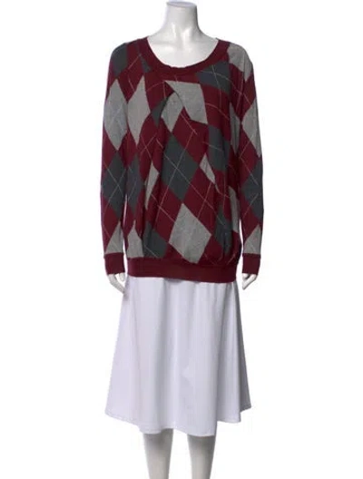 Pre-owned Altuzarra Virgin Wool Plaid Print Top In Red