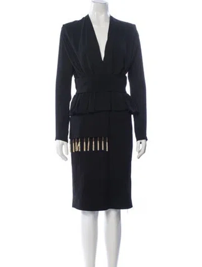 Pre-owned Altuzarra V-neck Knee-length Dress W/ Tags In Black