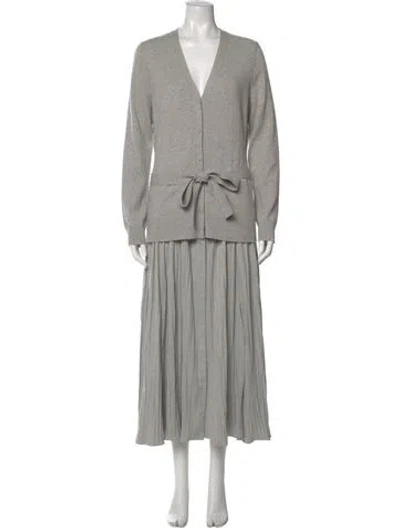 Pre-owned Altuzarra V-neck Long Dress In Gray