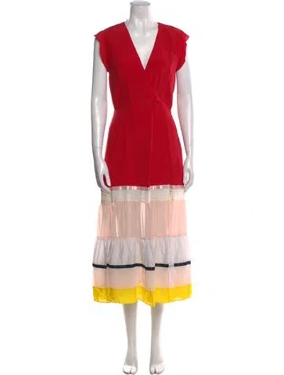 Pre-owned Altuzarra V-neck Long Dress In Red