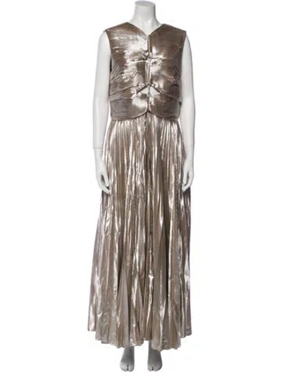 Pre-owned Altuzarra V-neck Long Dress W/ Tags In Gold