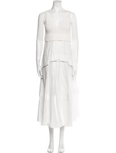 Pre-owned Altuzarra V-neck Long Dress In White