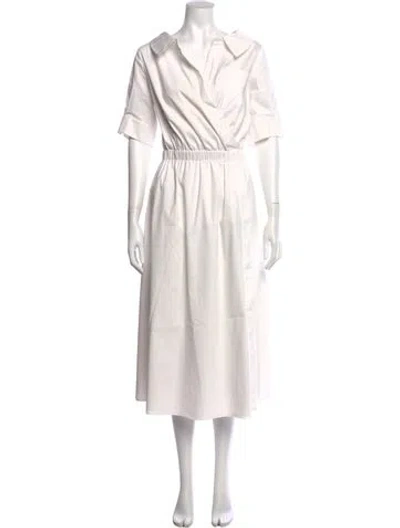 Pre-owned Altuzarra V-neck Long Dress In White