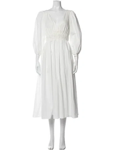 Pre-owned Altuzarra V-neck Long Dress In White