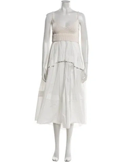 Pre-owned Altuzarra V-neck Long Dress In White