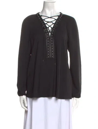 Pre-owned Altuzarra V-neck Long Sleeve Blouse In Black