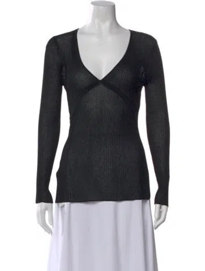 Pre-owned Altuzarra V-neck Long Sleeve Blouse In Black