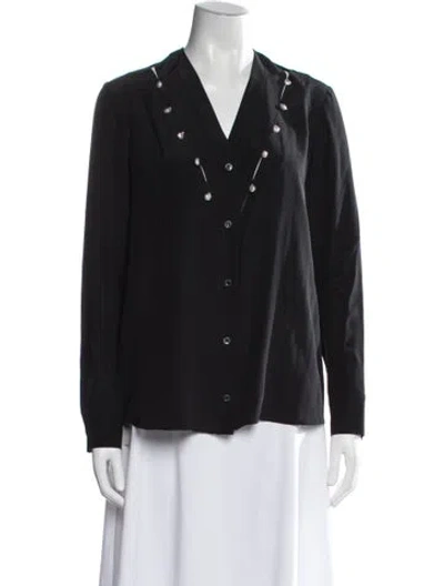 Pre-owned Altuzarra V-neck Long Sleeve Blouse In Black