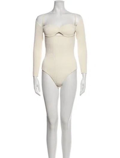 Pre-owned Altuzarra V-neck Long Sleeve Bodysuit In Neutrals
