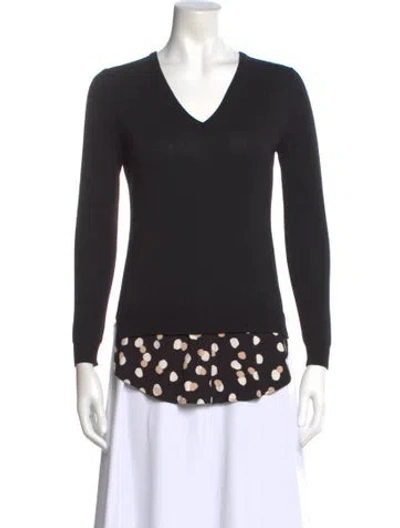 Pre-owned Altuzarra V-neck Long Sleeve Top In Black