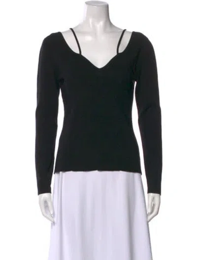 Pre-owned Altuzarra V-neck Long Sleeve Top In Black