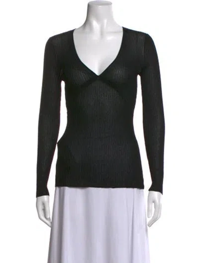 Pre-owned Altuzarra V-neck Long Sleeve Top In Black