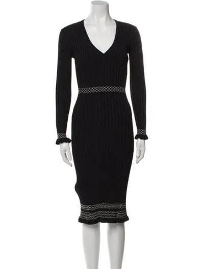 Pre-owned Altuzarra V-neck Midi Length Dress In Black