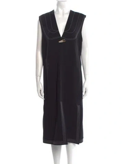 Pre-owned Altuzarra V-neck Midi Length Dress In Black