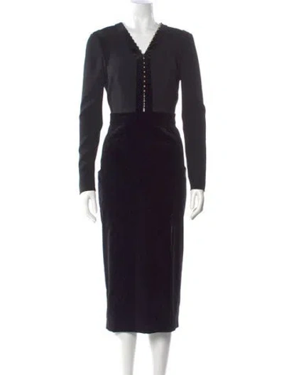 Pre-owned Altuzarra V-neck Midi Length Dress In Black