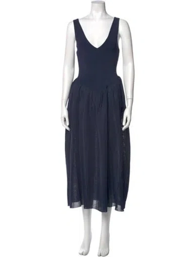 Pre-owned Altuzarra V-neck Midi Length Dress In Blue