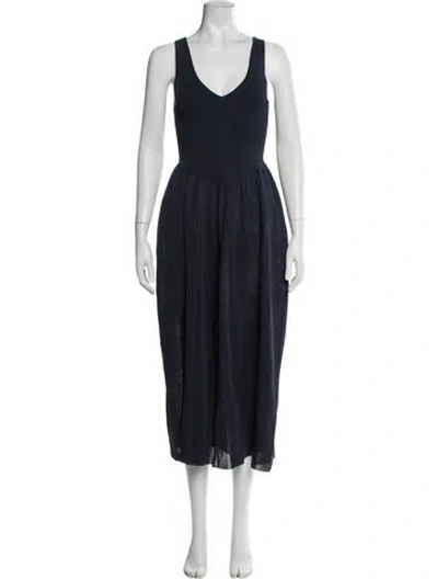 Pre-owned Altuzarra V-neck Midi Length Dress In Blue