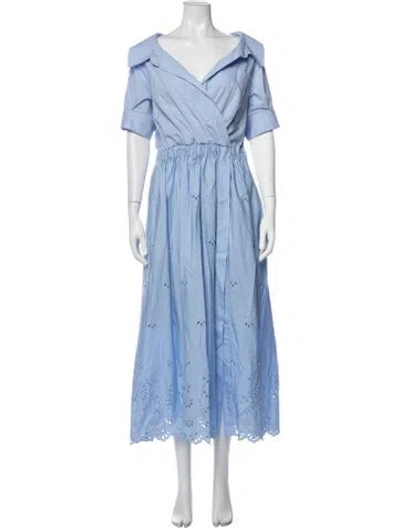 Pre-owned Altuzarra V-neck Midi Length Dress In Blue