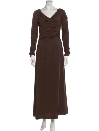 Pre-owned Altuzarra V-neck Midi Length Dress In Brown