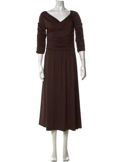 Pre-owned Altuzarra V-neck Midi Length Dress In Brown