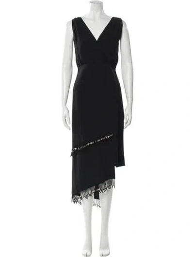 Pre-owned Altuzarra V-neck Midi Length Dress In Gray
