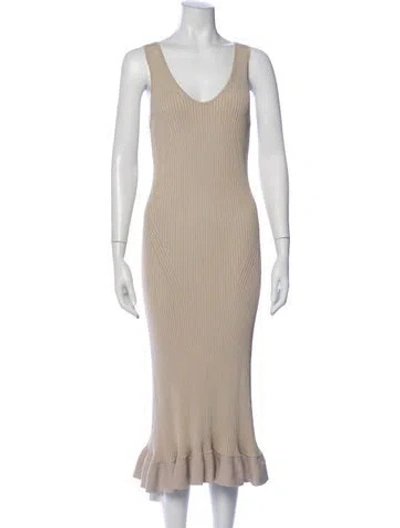 Pre-owned Altuzarra V-neck Midi Length Dress In Neutral