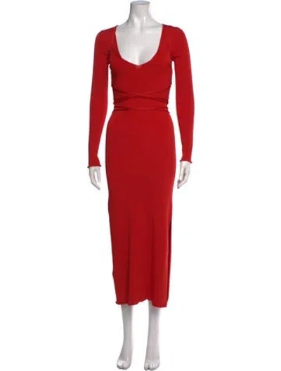 Pre-owned Altuzarra V-neck Midi Length Dress In Red