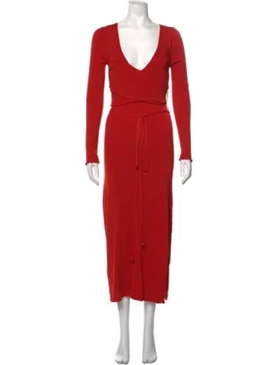 Pre-owned Altuzarra V-neck Midi Length Dress In Red