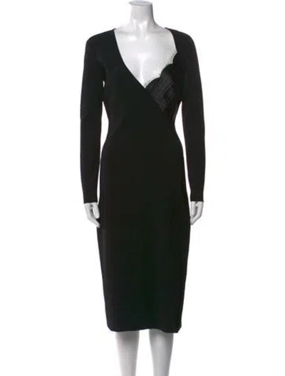 Pre-owned Altuzarra V-neck Midi Length Dress W/ Tags In Black